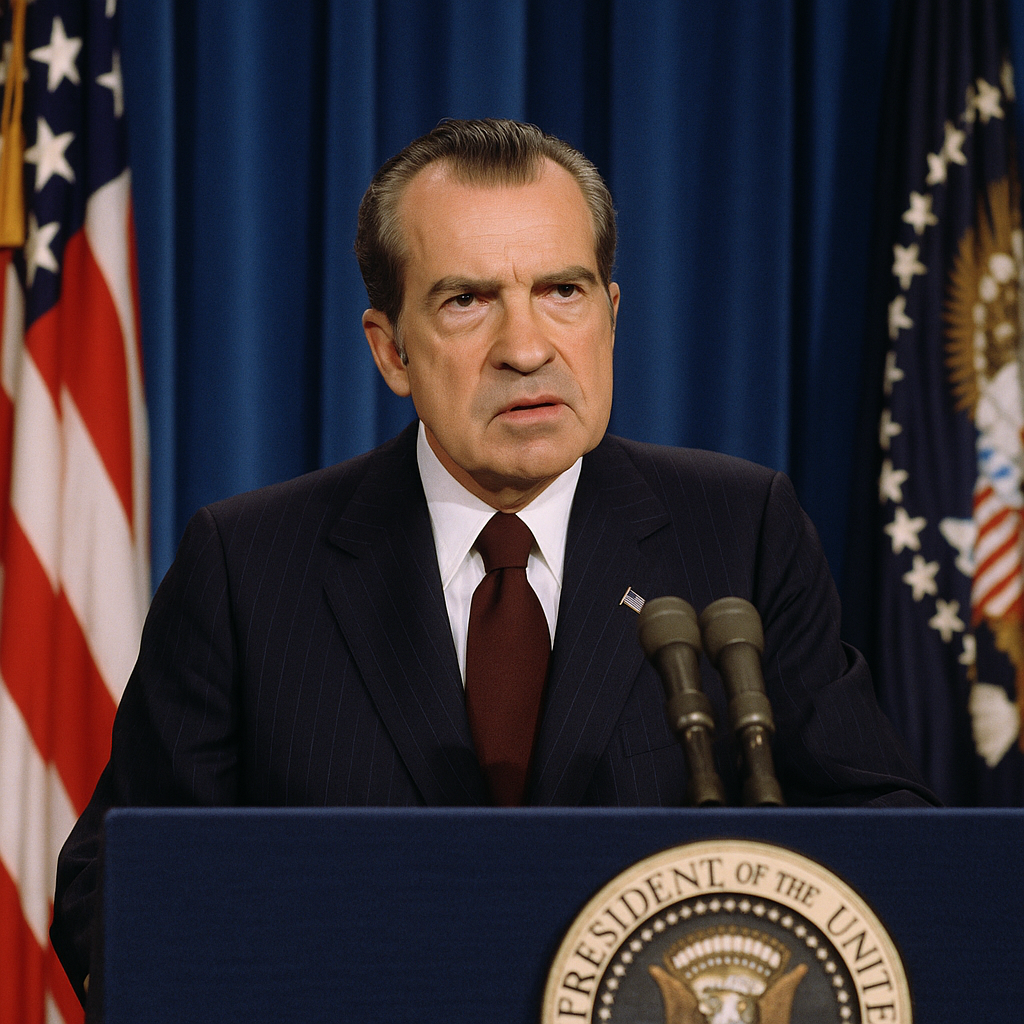 President Nixon with Cold War-era diplomatic icons, symbolizing his landmark outreach to China and the Soviet Union during the 1970s.